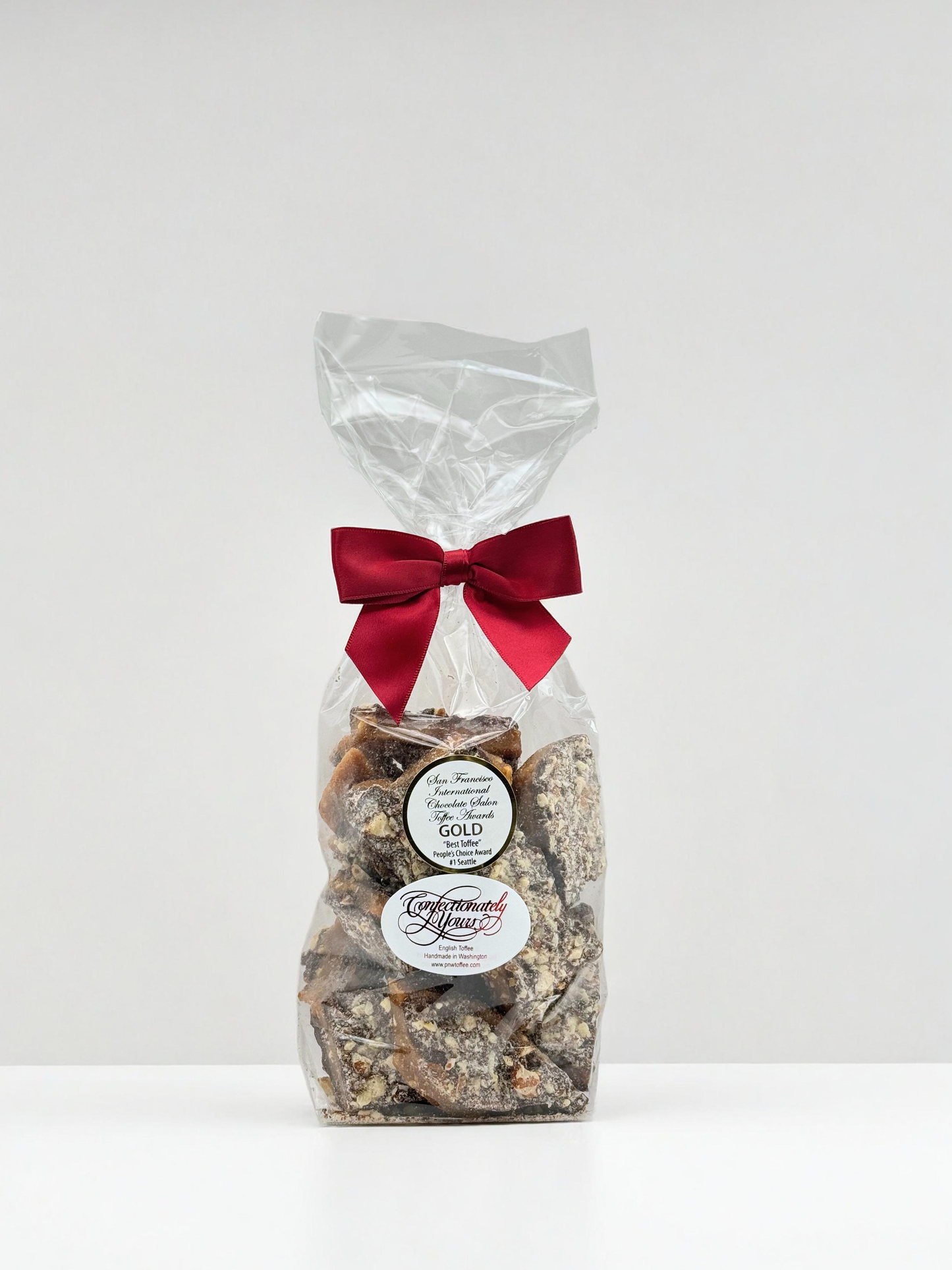 medium size bag of dark chocolate almond English toffee