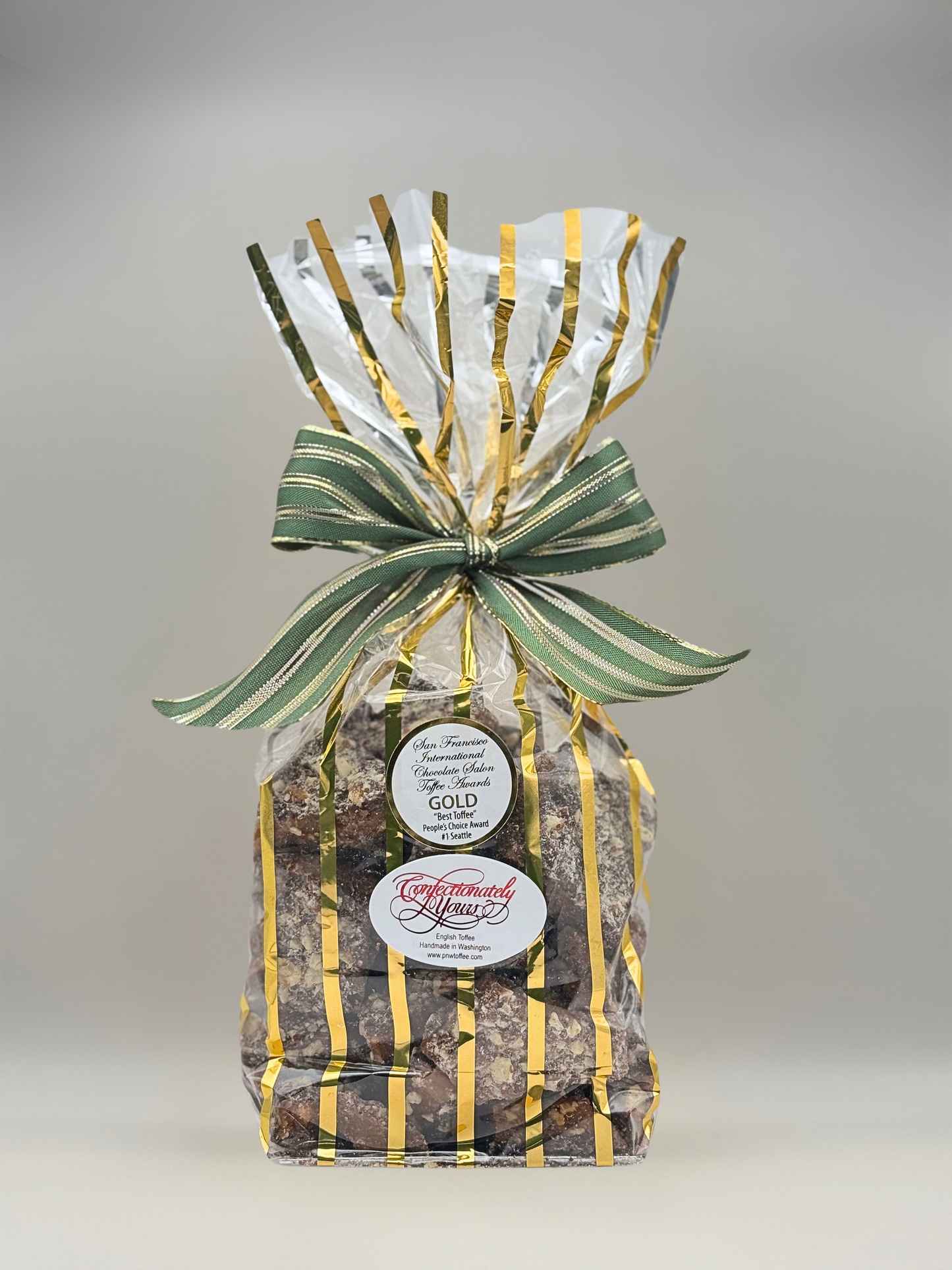 bag of dark chocolate toffee large size, english toffee, holiday toffee